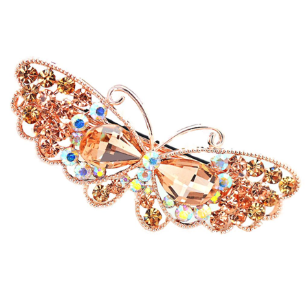 Jenteaktig Butterfly Rhinestones Krystall Hårklipp Kvinne Hårspenne Femme