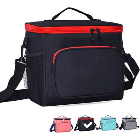 【PP】1 stk. Frokosttaske, Termiske frokosttasker til arbejde, 10L Stor dobbelt rum madtaske Frokost køletaske Sort