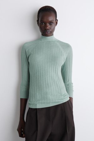 COS Femme Haut En Maille De Soie Transparente in Bleu