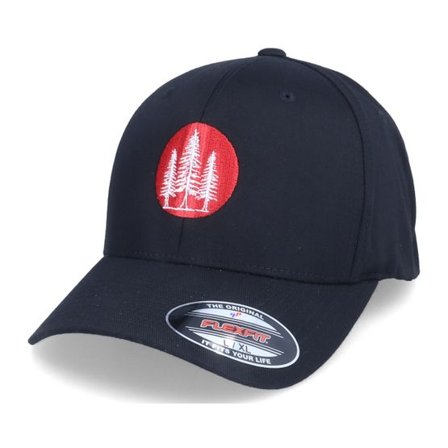 Iconic - Svart flexfit Keps - Red Pine Tree Logo Black Flexfit @ Hatstore