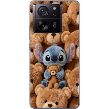 Kompatibelt Mobildeksel til Xiaomi 13T Stitch omgitt av brune teddybjørner med en liten teddybjørn i fanget i en søt og koselig kawaii-design