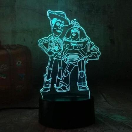 LSDAMN 3D Natlys Sødt Toy Story Buzz Lightyear Woody 3D LED Natlys 7 farver Baby sovelampe af AM3429 -h
