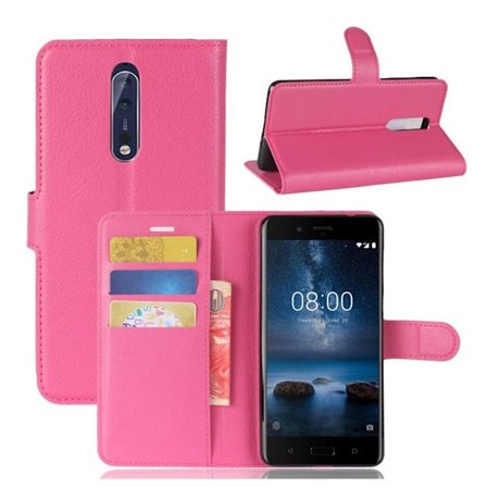 Nokia 8 trendikäs nahkakotelo - Rose