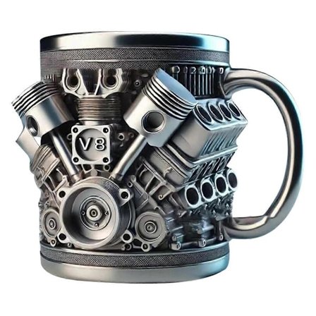 Personlig Rostfri Mugg med Motor-tema, Kreativ 3D Bilmotor V8