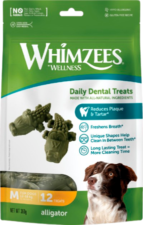 Whimzees - Alligator Veggie Medium 12 stk - Hund - Hundegodbiter & tyggebein - Dental tyggebein & tanntyggebein - ZOO.no