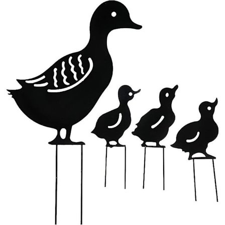Utendørs metallhagedekorasjon, Andefarm Kunst Hage Metallstatue Dekorasjon Hagedekorasjon Plen (4 stykker ender)