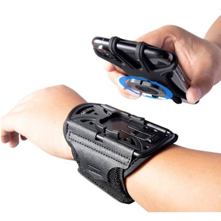 Avtagbart löpararmband för mobiltelefon, sportarmband med hörlursficka, 360° justerbart roterande sportarmband för mobil