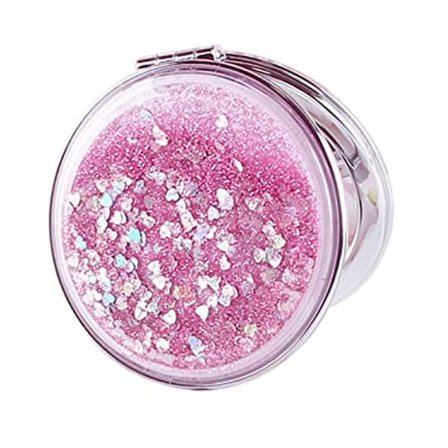 Makeup Compact Mirror, Bærbar Foldbar Makeup Lommespejl til Mænd Kvinder Piger Lommepung, Håndholdt 2-Sided Spejl, Rund