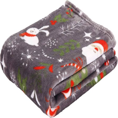 Elegant Comfort Sammet Touch Ultra Plysch Julhelg Tryckt Filt - 130 x 150 cm, Jultomte Snögubbe Grå yx