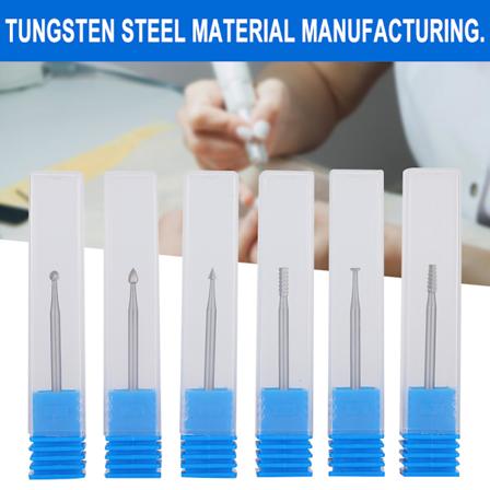 6 st. Wolframståls Nagelkonst Manikyrborr Bits Elektrisk Manikyr Slip Huvud 2,3 mm