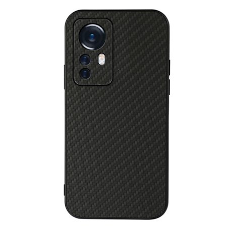 SKALO Xiaomi 12 Pro Carbon Fiber TPU-suojakuori - Musta