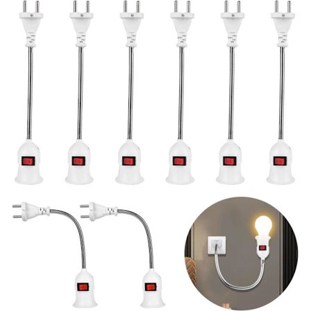 8-pack E27-uttag med strömbrytare för skrivbordslampa, 30 cm, 360° justerbar