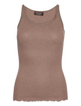 Silk Top W/ Elastic Top Ærmeløs Top Brun Rosemunde
