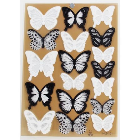10-pak svarte og hvite 18 sommerfugl klistremerker, 3D sommerfugl veggdekor, avtagbar sommerfugl dekorasjon