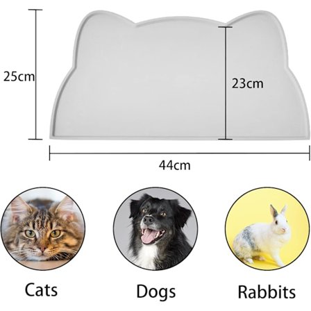 Matte for katte- og hundeskåler, silikon, sklisikker, vanntett