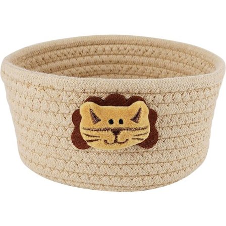 Søt liten vevd kurv - B19 x H9,5 cm - Oppbevaring av bomullstau
