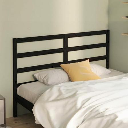 Vidaxl Sänggavel Svart 126x4x100 Cm Massiv Furu Svart
