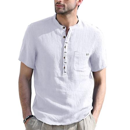 Kortärmade Toppar För Män Mock Neck Blus