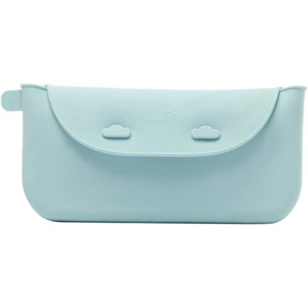 Bärbar besticklåda bestickhållare väskor silikon vattentät förvaringspåse för babyskedar bestick (blå)