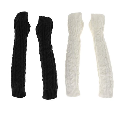 2 Par Dame Vinter Strikket Lange Fingerløse Hansker Tommelhull Armvarmere Votter