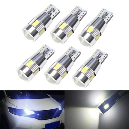 T10 LED-lampa vit W5W CANBUS felfri 6-SMD 5630 superljus 194 168 kil