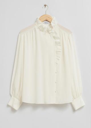 & Other Stories | Oversized Silk Blouse | White | S