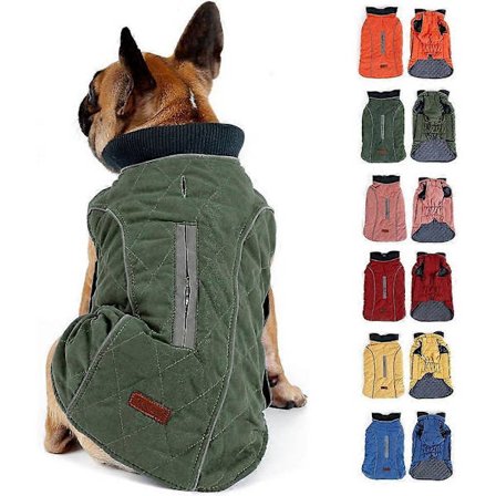 1 stk. Vinterhundjakke Varm Vest med Refleksstriper og Selebåndhull Antrekksklær