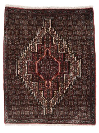 Orientalisk Senneh Matta 78X96 Svart/Mörkröd Ull, Persien