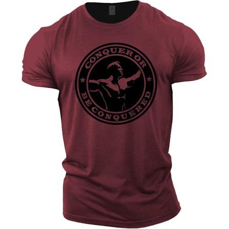 Gymtier Bodybuilding T-shirt för män - Arnold Schwarzenegger Conquer - Gym Training Top