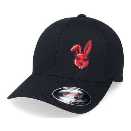 Iconic - Černá flexfit Kšiltovka - Evil Rabbit Grin Black Flexfit @ Hatstore
