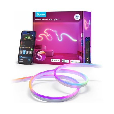 GOVEE Neon Rope Light 2 - 3 meter 3 meter, RGBIC, form ditt eget design, fleksibelt materiale