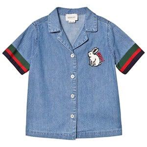 Kids - Gucci Blue Chambray Rabbit and Gucci Applique Shirt 12 years - Tops - 12 years - Blue