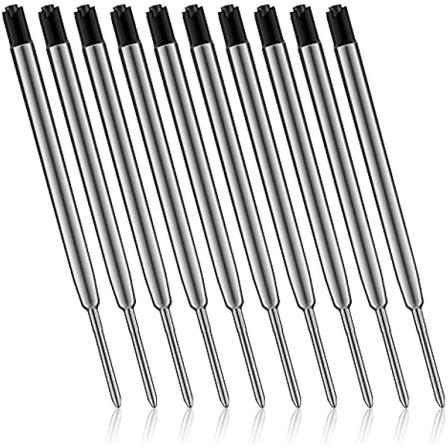10 st utbytbara metallkulspetspennrefill, svarta bläckrefill, 1 mm medelspetspennrefill