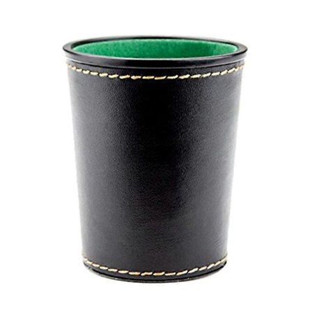 1 stk. terningebæger i PU-læder, grønt flannel-interiør, lydsvag terninge-shakerkop til løgnerterninger/Farkle/Yahtzee-spil, 1 stk.{h}