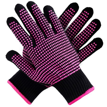 Varmebestandige hansker for hårstyling, med sklisikker silikon