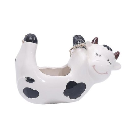 Enkel utendørs hagearbeid kreativ personlighet blomsterpotte ku keramisk dyre blomsterpotte hengende potte ornament 1 stk