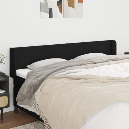 Vidaxl Huvudgavel Med Kanter Svart 163x16x78/88 Cm Tyg Svart