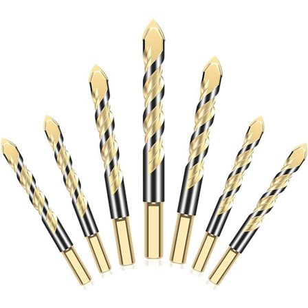 7-delad borrbitsset i triangelform av legering (6/6/6/6/8/10/12 mm) för porslin och keramiska plattor