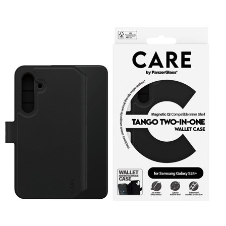 CARE by Panzer Feature Case Tango Two-in-One Wallet w. Qi Compatible Samsung Galaxy S24+ PanzerGlass - High quality tempered glass screen protector