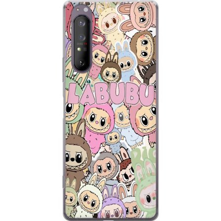 Kompatibel Mobilcover til Sony Xperia 1 II Rosa kawaii-komposition med søde animerede figurer og bløde former