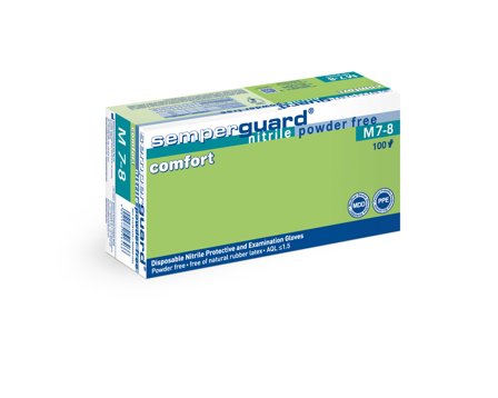 Semperguard M7-8 Comfort Engangshanske nitril, pudderfri S, 100 stk, Klær