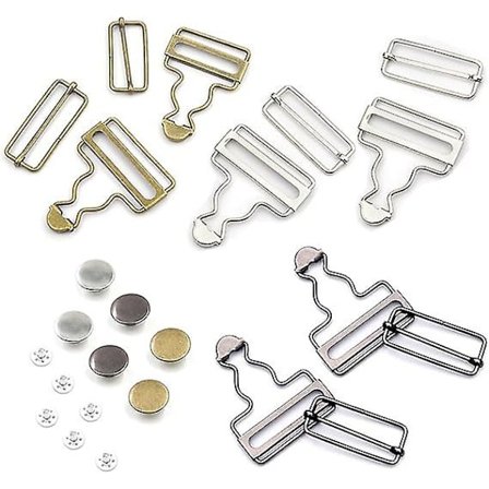 6 Sæt Overalls Spænder, Metal Suspender Spænder, 38mm Overalls Suspenders Dungaree Spænder Og Knapper Til Bib Bukser