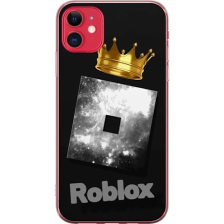 Kompatibelt Mobildeksel til Apple Apple iPhone 11 Minimalistisk svart og sølvfarget Roblox-symbol med gylden krone og luksuriøs gamer-estetikk på e