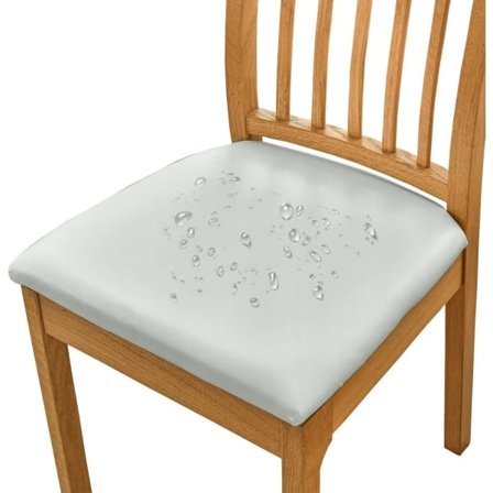 6 stk. spisebordsstolebetræk til vandtæt sæde PU læder Sædebetræk til stole Betræk, lysegrå lysegrå-FQ-