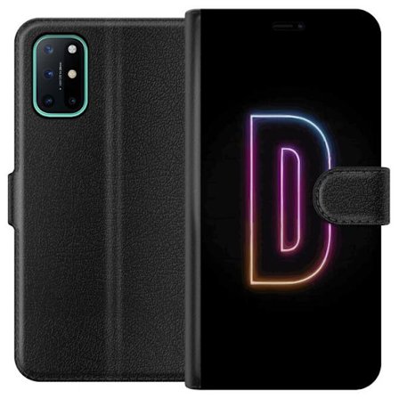 Kompatibelt Lommeboketui til OnePlus OnePlus 8T Minimalistisk neonbokstav D i fargeskiftende lys mot svart bakgrunn i moderne digital design