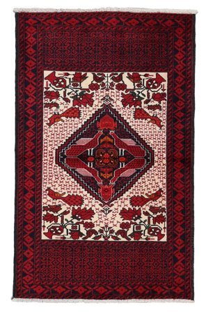 Noué À La Main Baloutche Tapis 92X148 De Laine Petit