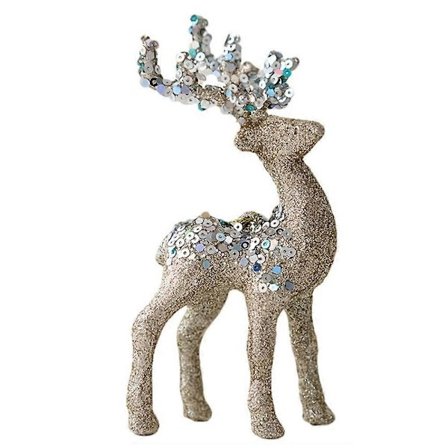 Rensdyr Figurer Glitter Flocked Juledekoration Skrivebord Ferie Skulptur til Samlere Fotografering Boligindretning B[HK]