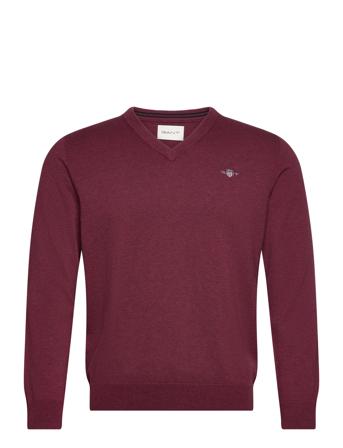 Classic Cotton V-Neck Tops Knitwear V-necks Burgundy GANT