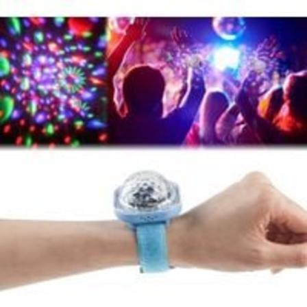 Disco-valopallo, tähtiprojektori, juhlalamput, lasten disko-kello, mini LED-väriä vaihtava (sininen) rannekoru (sininen)