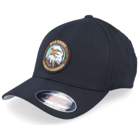 Wild Spirit - Svart flexfit Keps - Bald Eagle Logo Black Flexfit @ Hatstore